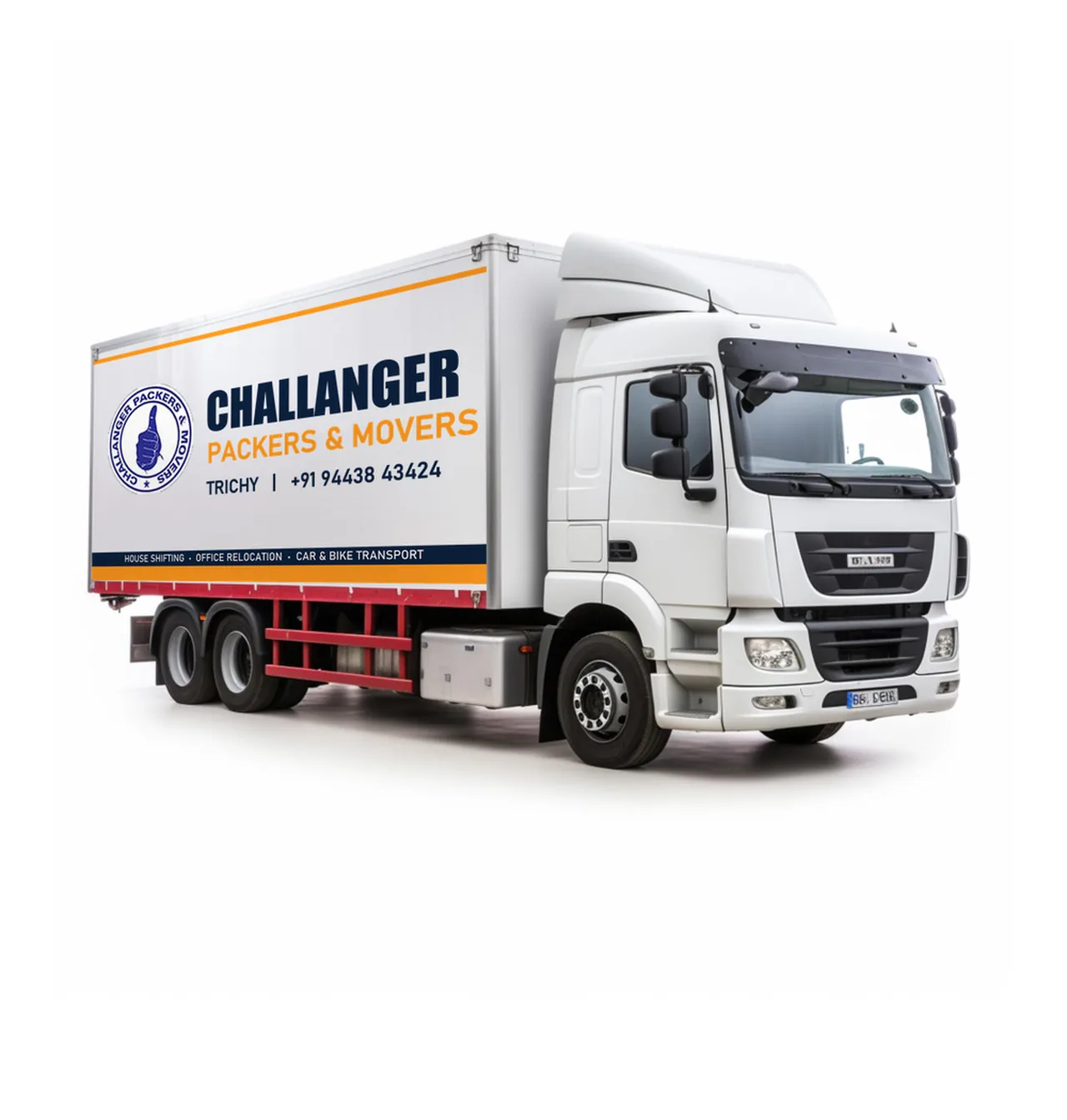 Challanger Packers & Movers branded lorry for relocation from Trichy